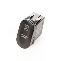 Switch, Rocker, Constant, Single Throw, 20 amps, Amber Lighted, Plastic, Black, "Off-Road Lights" Logo, Each