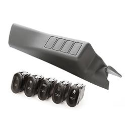 Electrical Switch Kits: A-pillar 4 switch kit w/5 etched rockers, LHD A-pillar, Jeep: 11-17 Wrangler JK