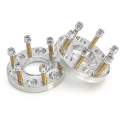 Wheel Spacers, Billet Aluminum, 0.875 in. Thickness, 14mm x 1.50 RH, 6 x 5.5 in. Bolt Circle, Chevy, GMC, Pair