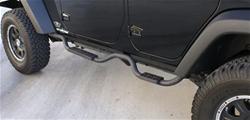 Step Bars, Slimline, Steel, Textured Black Powdercoated, 2 in. Diameter, Jeep, Pair