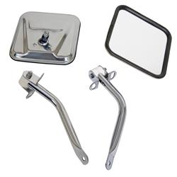 Mirrors, Replacement, Driver and Passenger Side, Manual, Stainless Steel, Polished, Jeep, Pair