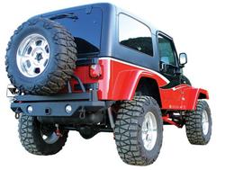 Bumper, Recovery, Rear, Fabricated, Swing Away Tire Mount, Steel, Black Textured Powdercoated, Jeep, Each