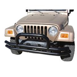 Bumper, Front, Tube Style with Hoop, Steel, Black Powdercoated, Jeep, Each