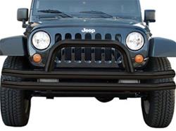 Bumper, Front, Tube Style with Hoop, Steel, Gloss Black Powdercoated, Jeep, Each