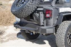 Bumper, TrailGuard, Fabricated, Rear, Steel, Black Textured Powdercoated, with 3rd Brake Light, Jeep, Each