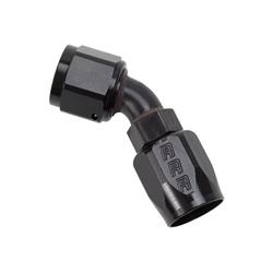 Fitting, Hose End, Full Flow, 45 Degree, -4 AN Hose to Female -4 AN, 360 Degree Swivel, Aluminum, Black, Each