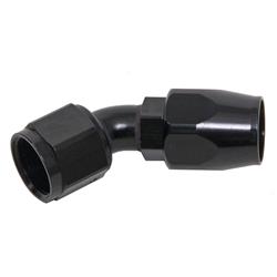 Fitting, Hose End, Full Flow, 45 Degree, -6 AN Hose to Female -6AN, 360 Degree Swivel, Aluminum, Black, Each