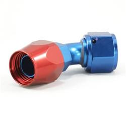 Fitting, Hose End, Full Flow, 45 Degree, -12 AN Hose to Female -12 AN, 360 Degree Swivel, Aluminum, Red/Blue, Each