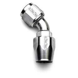 Fitting, Hose End, Full Flow, 45 Degree, -12 AN Hose to Female -12 AN, 360 Degree Swivel, Aluminum, EnduraShine, Each