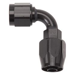 Fitting, Hose End, Full Flow, 90 Degree, -4 AN Hose to Female -4 AN, 360 Degree Swivel, Aluminum, Black, Each