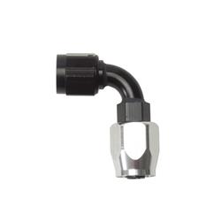 Fitting, Hose End, Full Flow, 90 Degree, -6 AN Hose to Female -6 AN, 360 Degree Swivel, Aluminum, Black/Silver, Each