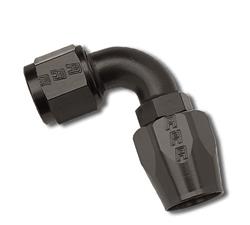 Fitting, Hose End, Full Flow, 90 Degree, -16 AN Hose to Female -16 AN, 360 Degree Swivel, Aluminum, Black, Each