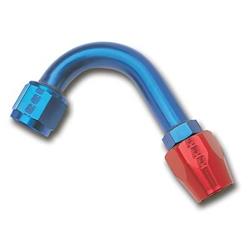 Fitting, Hose End, Full Flow,120 Degree, 1.25 Radius, -10 AN Hose to Female -10 AN, 360 Degree Swivel, Aluminum, Red/Blue, Each