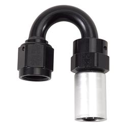 Fitting, Hose End, Full Flow, Crimp On, 180 Degree, -12 AN Hose to Female -12 AN, 360 Degree Swivel, Aluminum, Black/Clear, Each