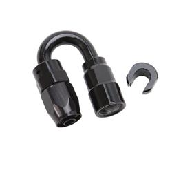 Fitting, EFI, 180 degree, 3/8 in. Female Push-on, -6 AN Female Quick-connect, Black Anodized, Each