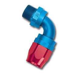 Fitting, Hose End, Full Flow, 90 Degree, -10 AN Hose to Male 1/2 in. NPT, Aluminum, Red/Blue, Each