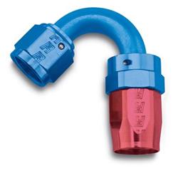 Fitting, Hose End, Full Flow, 120 Degree, -16 AN Hose to Female -16 AN, 360 Degree Swivel, Aluminum, Red/Blue, Each