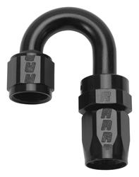 Fitting, Hose End, Full Flow, 180 Degree, -6 AN Hose to Female -6 AN, 360 Degree Swivel, Aluminum, Black, Each