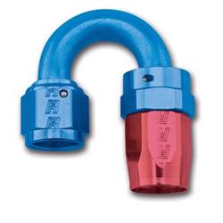 Fitting, Hose End, Full Flow, 180 Degree, -12 AN Hose to Female -12 AN, 360 Degree Swivel, Aluminum, Red/Blue, Each