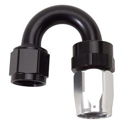 Fitting, Hose End, Full Flow, 180 Degree, -12 AN Hose to Female -12 AN, 360 Degree Swivel, Aluminum, Black/Silver, Each