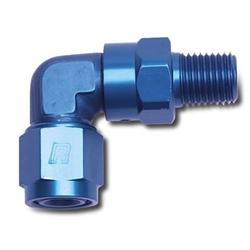 Fitting, Adapter, AN to NPT, 90 Degree, Aluminum, Blue Anodized, -6 AN, 1/8 in. NPT, Swivel, Each