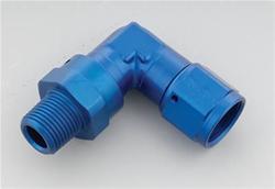 Fitting, Adapter, AN to NPT, 90 Degree, Aluminum, Blue Anodized, -8 AN, 3/8 in. NPT, Swivel, Each