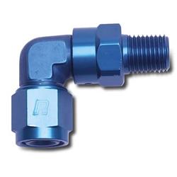 Fitting, Adapter, AN to NPT, 90 Degree, Aluminum, Blue Anodized, -8 AN, 1/2 in. NPT, Swivel, Each