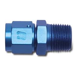 Fitting, Adapter, AN to NPT, Straight, Aluminum, Blue Anodized, -6 AN, 3/8 in. NPT, Swivel, Each