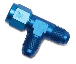 Fitting, Tee, -6 AN Male, -6 AN Male, -6 AN Female on Run, Aluminum, Blue, Each