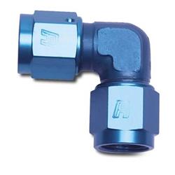 Fitting, Coupler, Union, AN to AN, 90 Degree, Aluminum, Blue Anodized, -3 AN, -3 AN, Swivel, Each