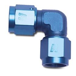 Fitting, Coupler, Union, AN to AN, 90 Degree, Aluminum, Blue Anodized, -4 AN, -4 AN, Each