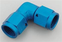 Fitting, Coupler, Union, AN to AN, 90 Degree, Aluminum, Blue Anodized, -6 AN, -6 AN, Each