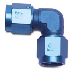 Fitting, Coupler, Union, AN to AN, 90 Degree, Aluminum, Blue Anodized, -8 AN, -8 AN, Each