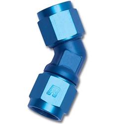 Fitting, Coupler, Union, AN to AN, 45 Degree, Aluminum, Blue Anodized, -6 AN, -6 AN, Swivel, Each