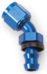 Fitting, Hose End, Twist-Lok, 45 Degree, -6 AN Hose to Female -6 AN, Aluminum, Blue Anodized, Each