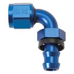 Fitting, Hose End, Twist-Lok, 90 Degree, -4 AN Hose to Female -4 AN, Aluminum, Blue Anodized, Each