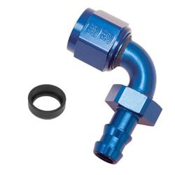 Fitting, Hose End, Twist-Lok, 90 Degree, -6 AN Hose to Female -6 AN, Aluminum, Blue Anodized, Each