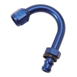 Fitting, Hose End, Twist-Lok, 150 Degree, -6 AN Hose to Female -6 AN, Aluminum, Red/Blue, Each