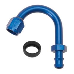 Fitting, Hose End, Twist-Lok, 150 Degree, -10 AN Hose to Female -10 AN, Aluminum, Blue Anodized, Each