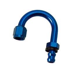 Fitting, Hose End, Twist-Lok, 180 Degree, -6 AN Hose to Female -6 AN, Aluminum, Blue Anodized, Each