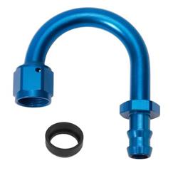 Fitting, Hose End, Twist-Lok, 180 Degree, -8 AN Hose to Female -8 AN, Aluminum, Blue Anodized, Each