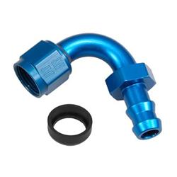 Fitting, Hose End, Twist-Lok, 120 Degree, -8 AN Hose to Female -8 AN, Aluminum, Blue Anodized, Each