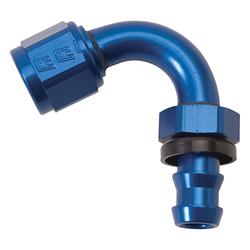 Fitting, Hose End, Twist-Lok, 150 Degree, -6 AN Hose to Female -6 AN, Aluminum, Blue Anodized, Each