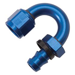 Fitting, Hose End, Twist-Lok, 180 Degree, -10 AN Hose to Female -10 AN, Aluminum, Blue Anodized, Each