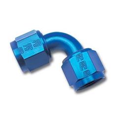 Fitting, Coupler, Union, AN to AN, 90 Degree, Aluminum, Blue Anodized, -6 AN, -6 AN, Swivel, Each