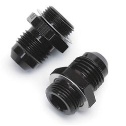 Fittings, Carburetor Inlet, -6 AN Male to 9/16-24 in. Male Thread, Aluminum, Black, Pair