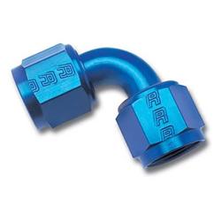 Fitting, Coupler, Union, AN to AN, 90 Degree, Aluminum, Blue Anodized, -4 AN, -4 AN, Swivel, Each