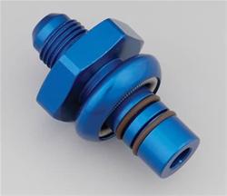 Fitting, Fuel Rail Fitting, Aluminum, Blue Anodized, Straight, 14mm, -6 AN, Each