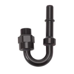 Fitting, 180 Degree, Adapter, -8 AN Male O-Ring, 3/8 Male Quick-Disconnect, Aluminum, Black Anodized, Each