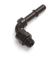 Fitting, 90 Degree, Adapter, -8 AN Male O-Ring, 3/8 Male Quick-Disconnect, Aluminum, Black Anodized, Each